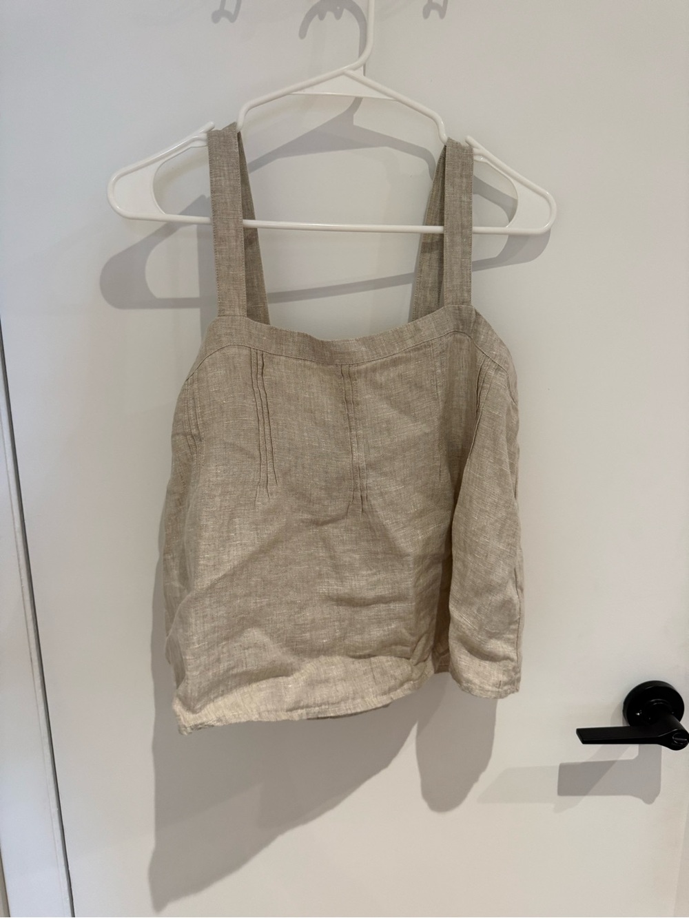 J. Crew Cream Linen-Blend Square Neck Tank